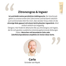 Laden Sie das Bild in den Galerie-Viewer, Niyok Zahncreme Zitronengras und Ingwer 75g, fluoridfrei