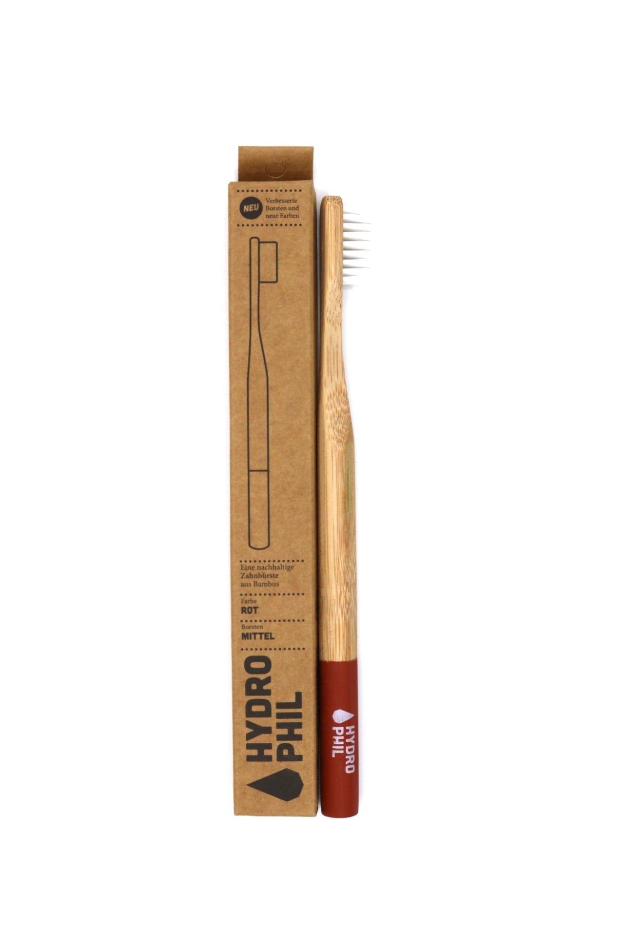 Hydrophil Zahnbürste aus Bambus mittel, Rot